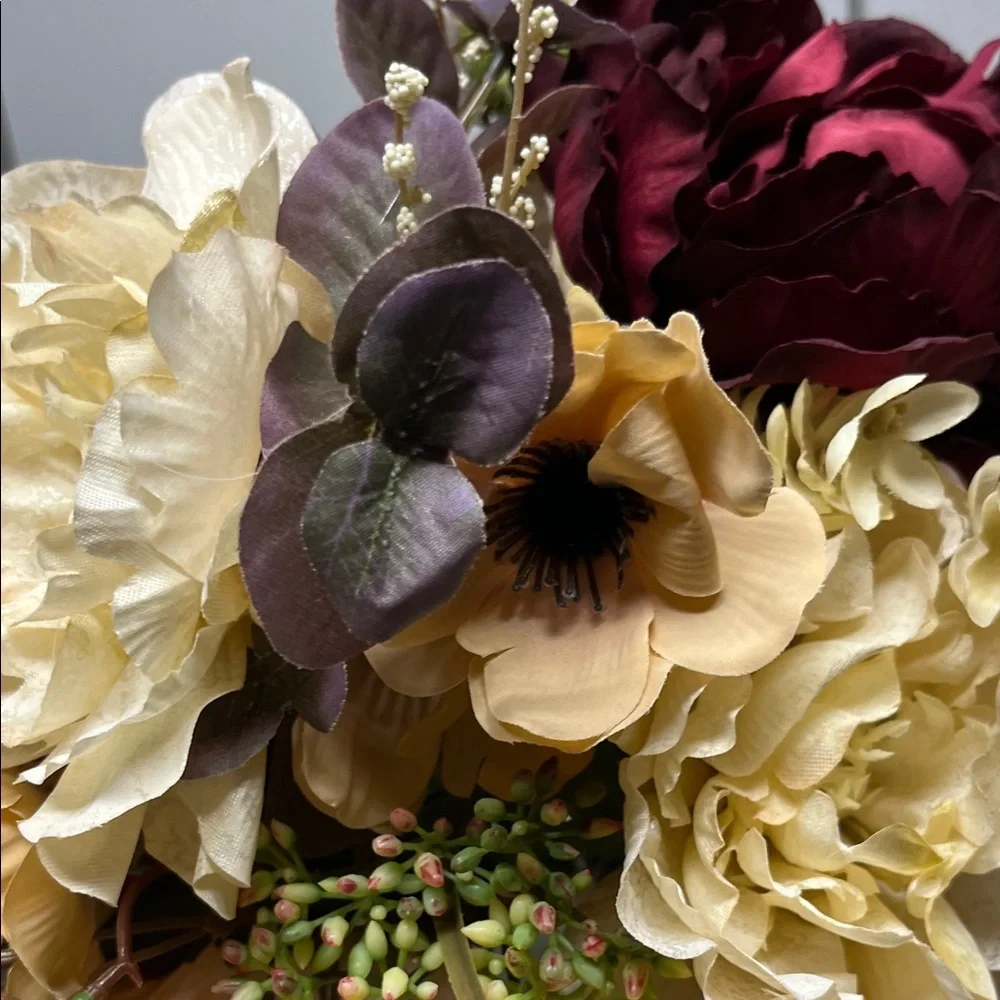 Elegant Floral Arrangement in Cream and Burgundy